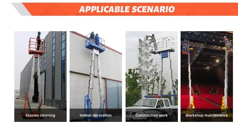 Hotel Use Light Aluminium Single Mast Lift Garment Shops Building Material Shops