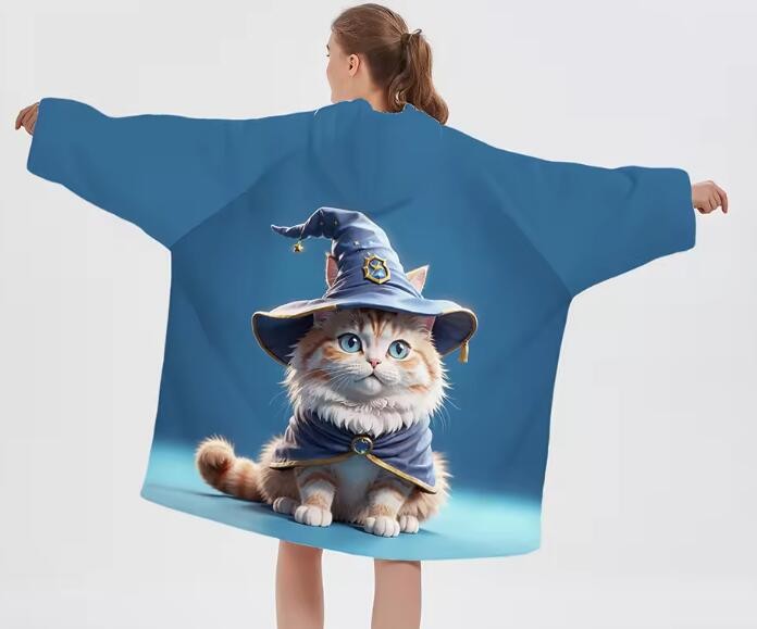 Custom Position Printing Anime Large Fleece Hoodie Blanket Wearable OEM