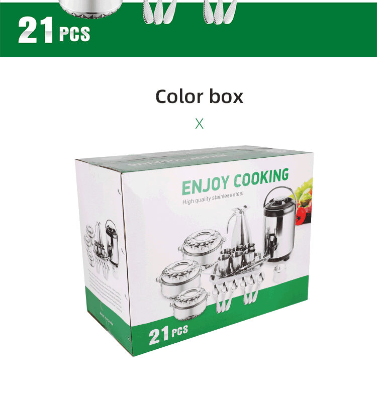 OEM/ODM Different Piece Cookware Set Custom Pots And Pans Wholesale 21pcs Stainless Steel Cooking Pot Set