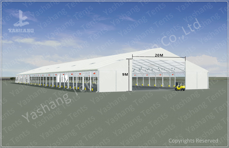 Side By Side Row 6000㎡ Large Industrial Tents High Performance ISO CE Certification