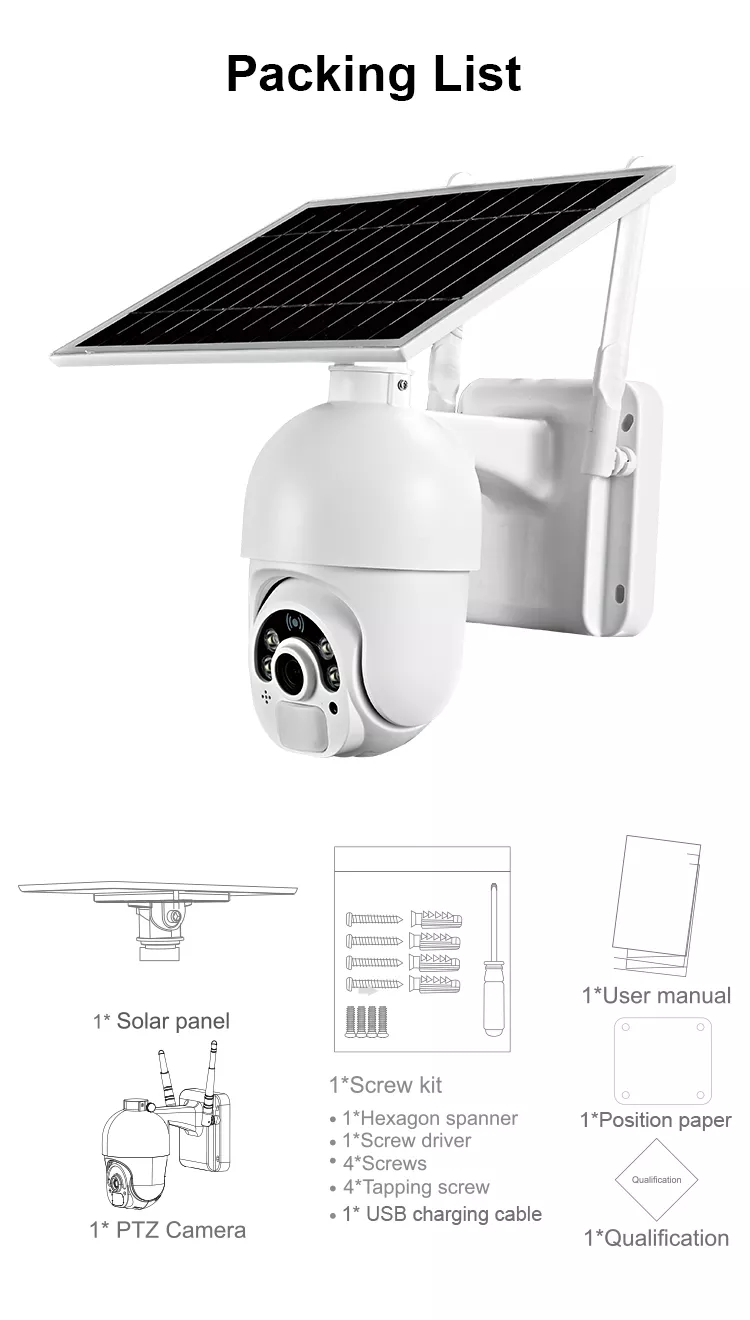 Waterproof Home Solar CCTV Camera With Sim Card 1080P Wireless Security Alarm System