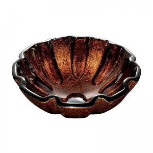 China 19mm Classic Clear Bathroom Sink Bowl Circular Tempered Glass Flower Shape Brown on sale
