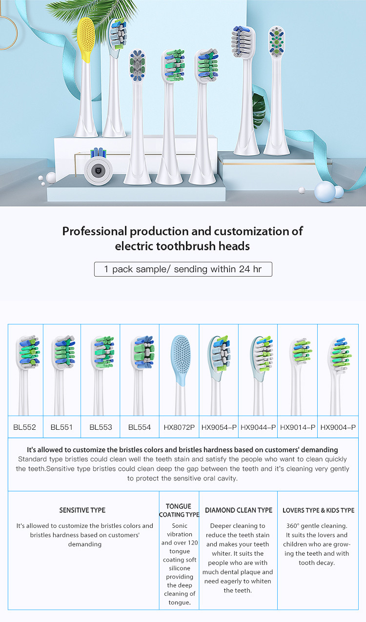 Flowing Cleaning Electric Toothbrush Heads Dupont Toothbrush Heads BL552