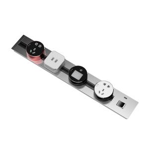 Orbital Electrical Wall Power Outlet Track Embedded EU Modular Rail Plug System