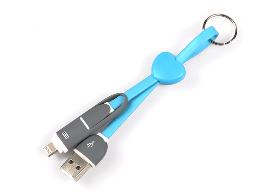 Aluminum Shell Usb Extension Power Cable 2 In 1 Lingtning Micro 25cm Length