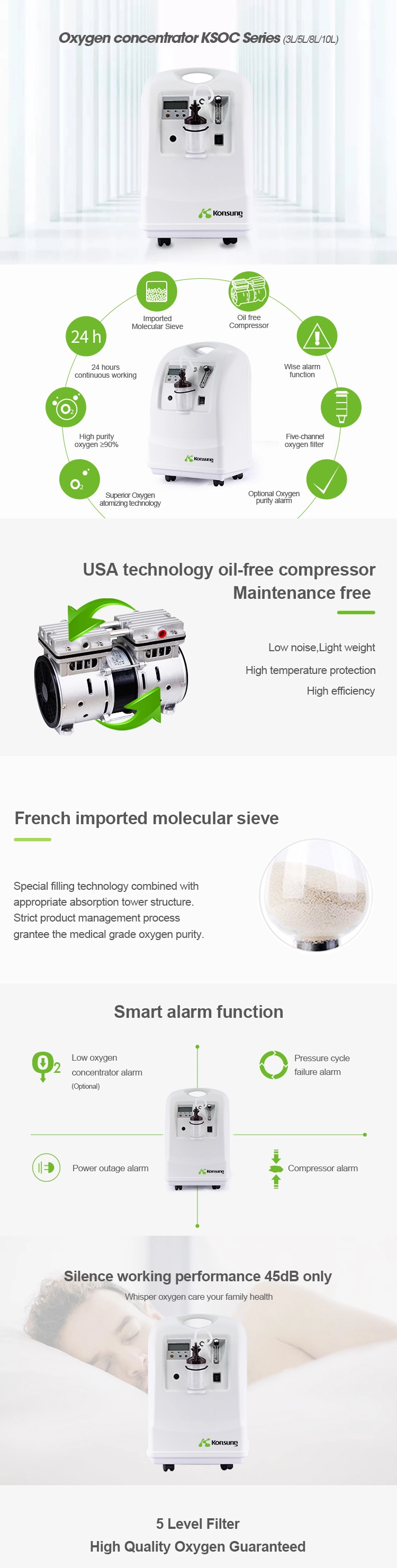 Portable Oxygen Concentrator 93% Concentration 10L Medical Use Oxygen Concentrator