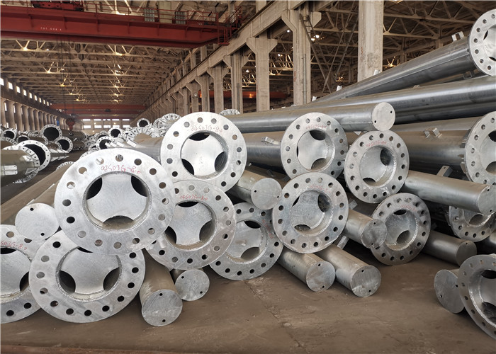 Dodecagonal Electric Galvanized Steel Pole For Transmission Line Project Q420