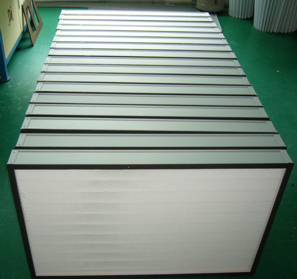 Anodized Aluminum Frame Mini Pleat HEPA Filter For Clean Room / HVAC Applications