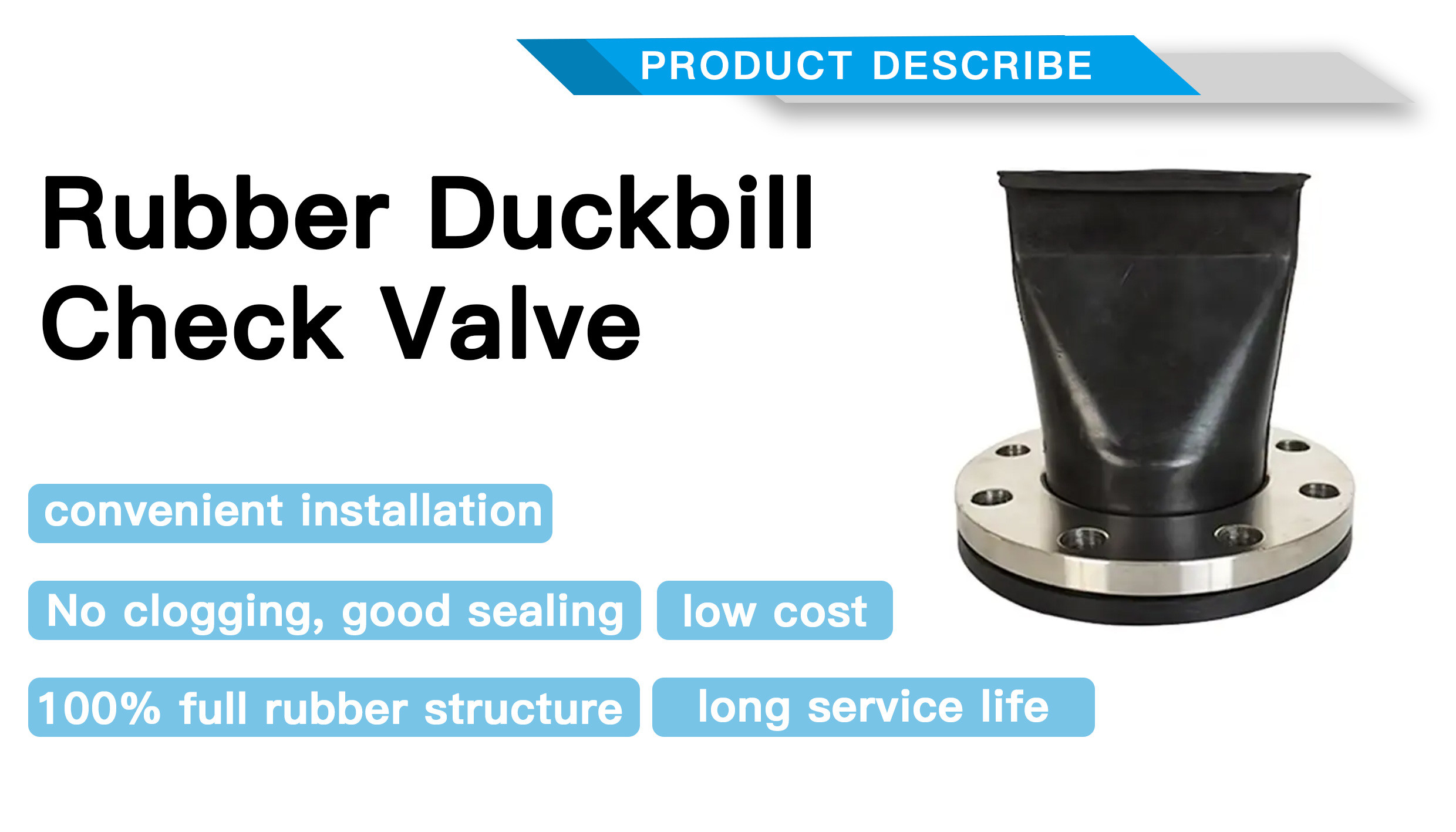 10 Inch 1.6MPa Flange EPDM Rubber Duckbill Check Valve OEM Support