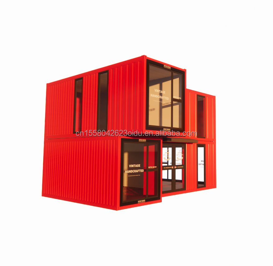 s Modern Double-Story Glass Walls Container House using 50/75/100mm Wave Sandwich Panel Detachable Collapsible Steel Van for Office