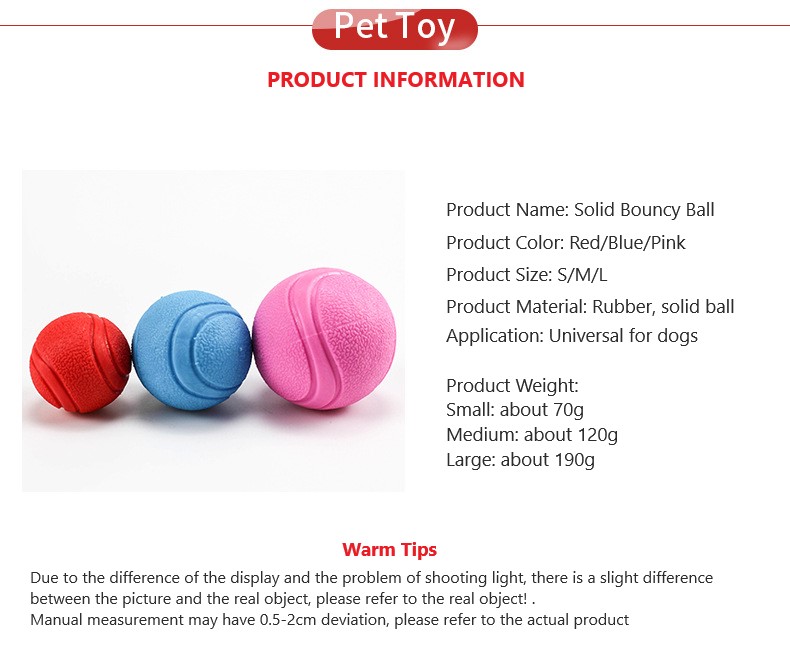 Dog Chew Toys Solid Rubber Balls Elasticity Teeth Cleaning Ball Diameter Solid Durable