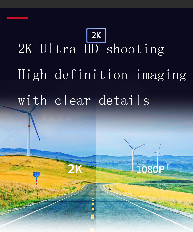 3.16 Inch 2K H265 Vehicle Blackbox DVR Full HD 1080p Parking Monitor