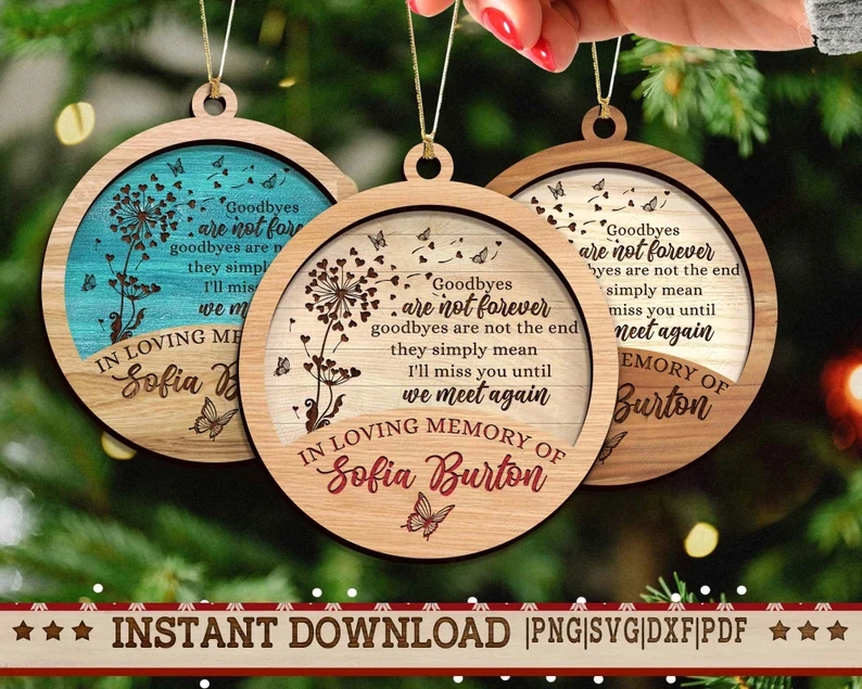 wooden Memory Ornament Christmas Gifts Memorial Ornaments Laser File In Memory Ornament