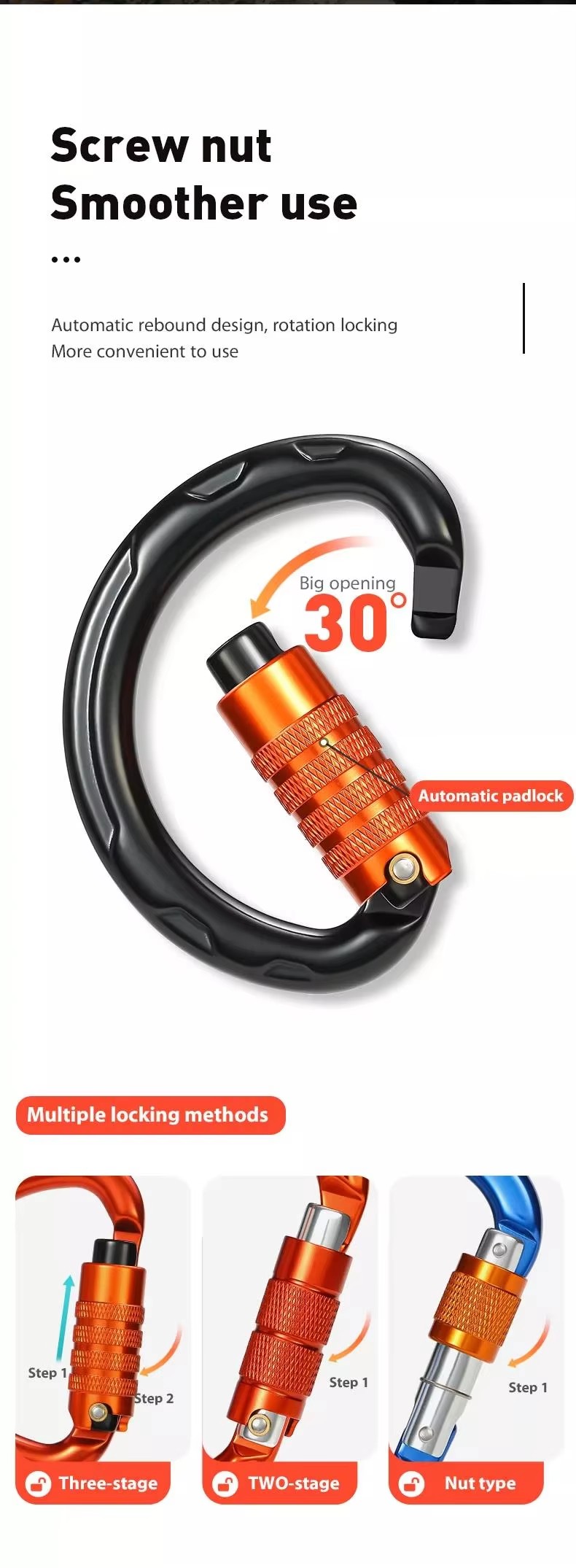 Other Aluminum Carabiner Customized D-shaped Lock for Climbing Equipment