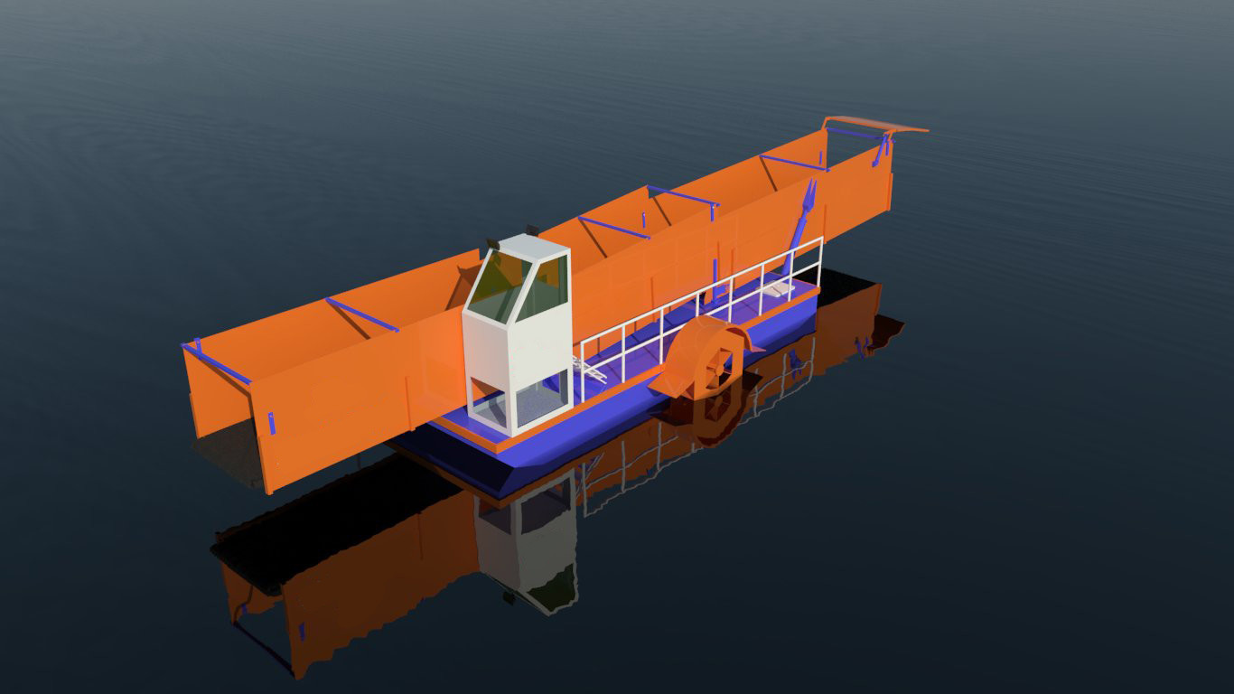 Hyaraulic Propulsion Aquatic Weed Transportation Barge With 45cbm loading capacity