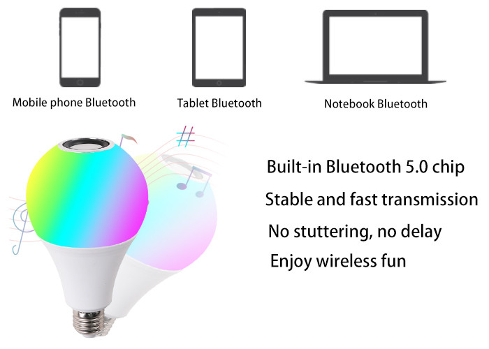 APP Control Bluetooth Music Light Bulb 6500K 10000H Life Span