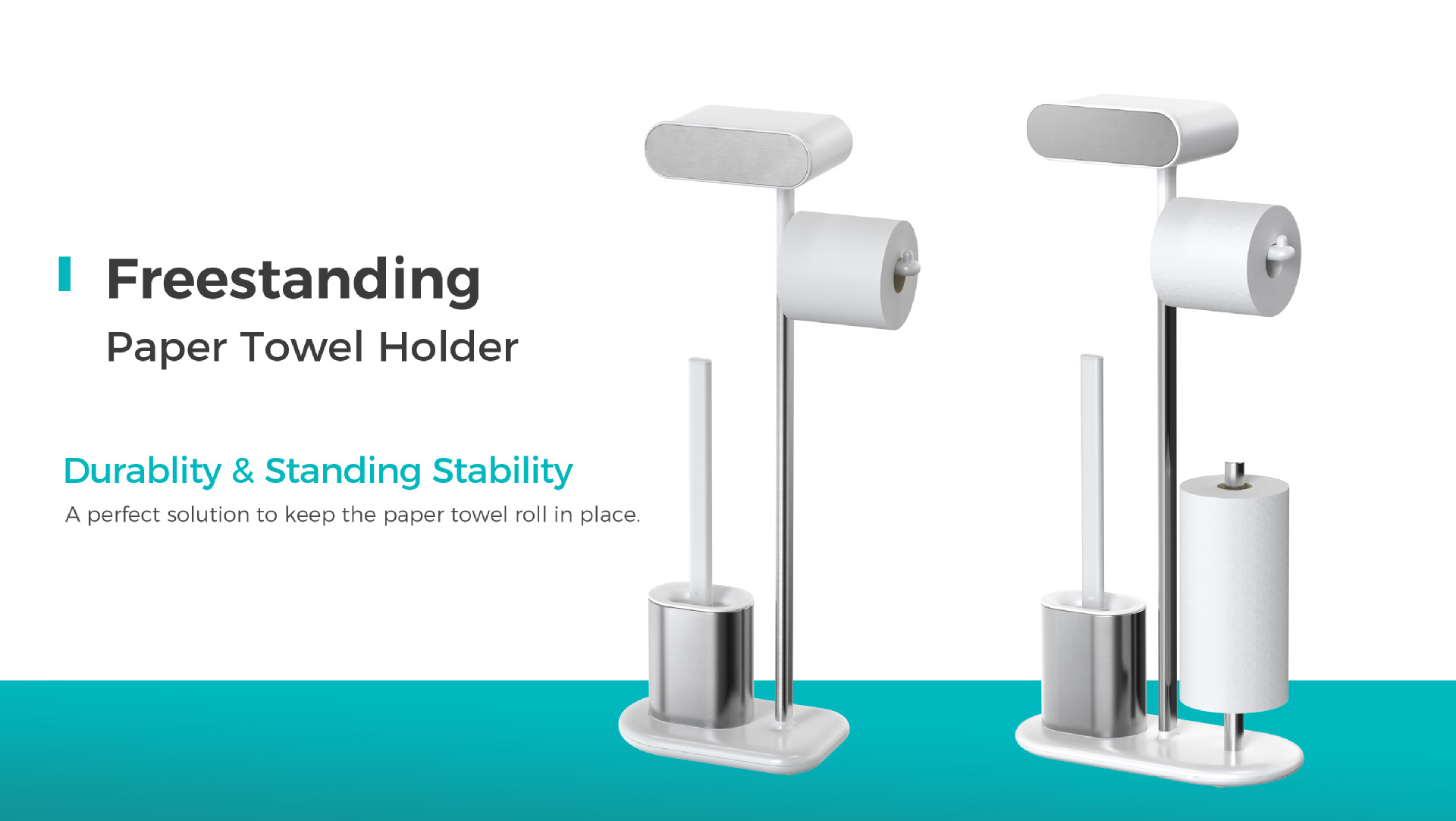 Stainless Steel Compact Bathroom Paper Holder TPR Toilet Brush Holder SET Durable Toilet Brush Tissue Holder