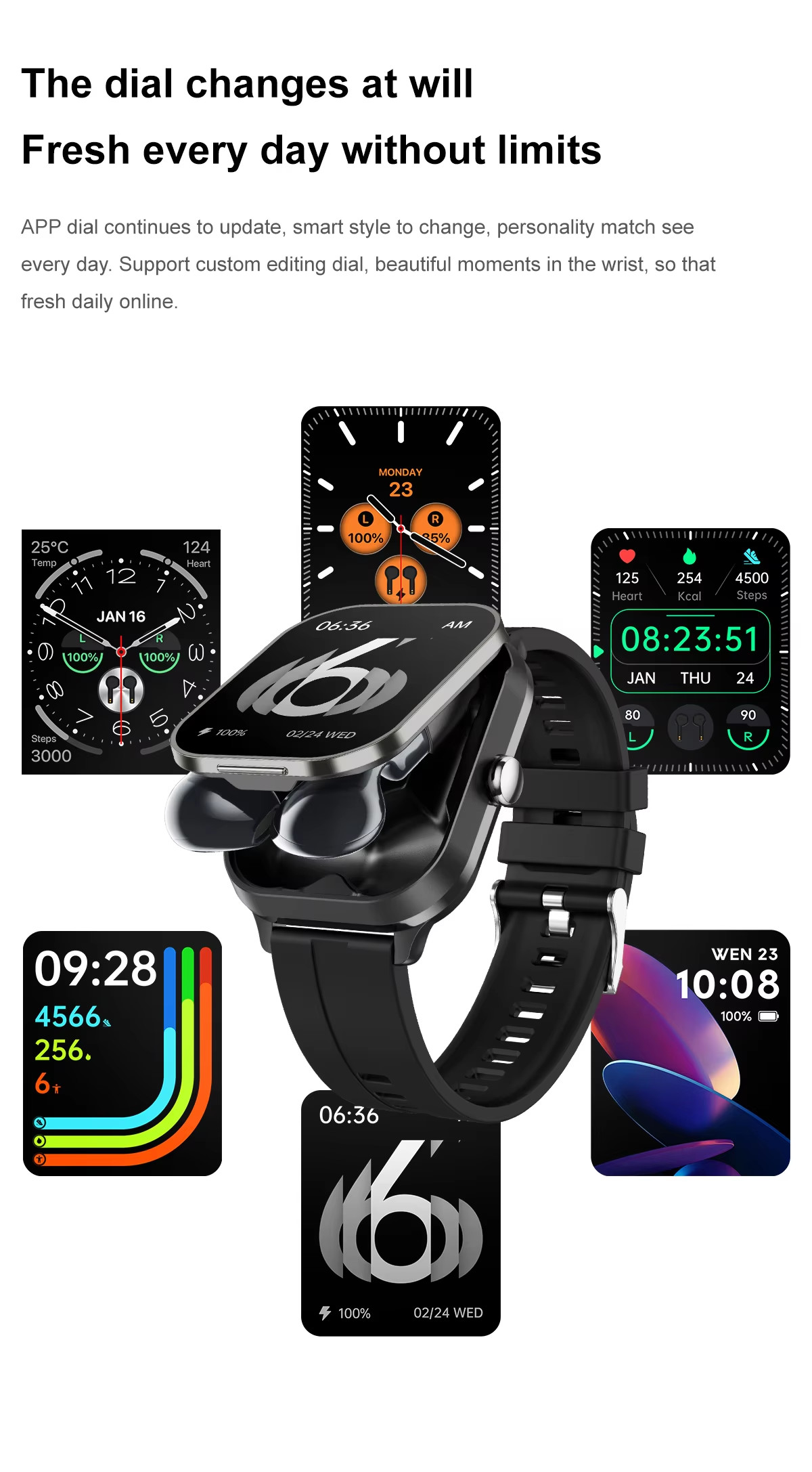 TWS Wireless D8Pro Blood Pressure Outdoor Smart Watch Amoled Display 2 In 1