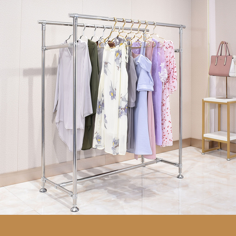 Store Showroom Hanging Cloth Rack Stainless Steel Clothing Display Stand