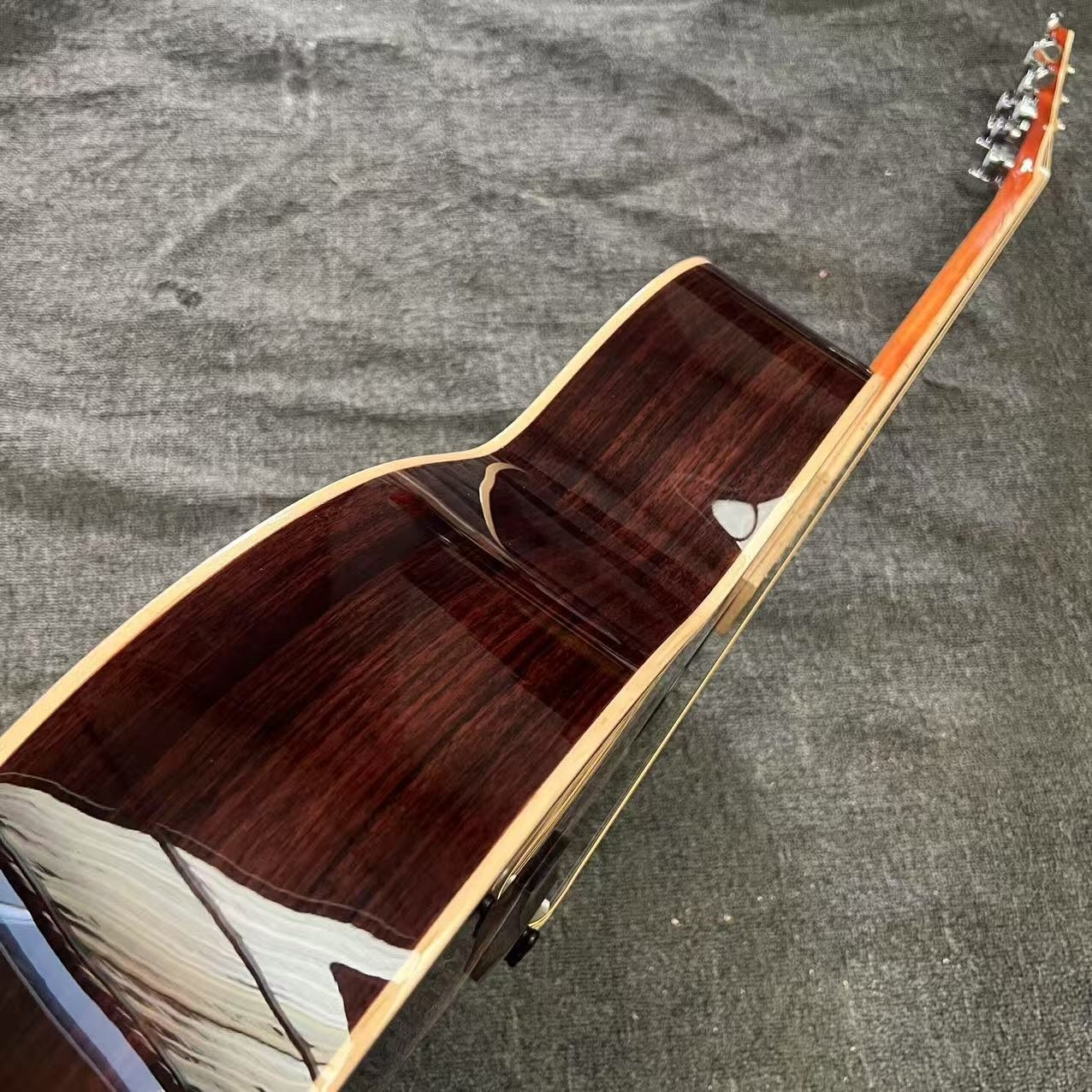 Custom Taylor Style 818 Body Deep Sunburst Solid Rosewood Back Side Acoustic Guitar X Bracing Bone Nut
