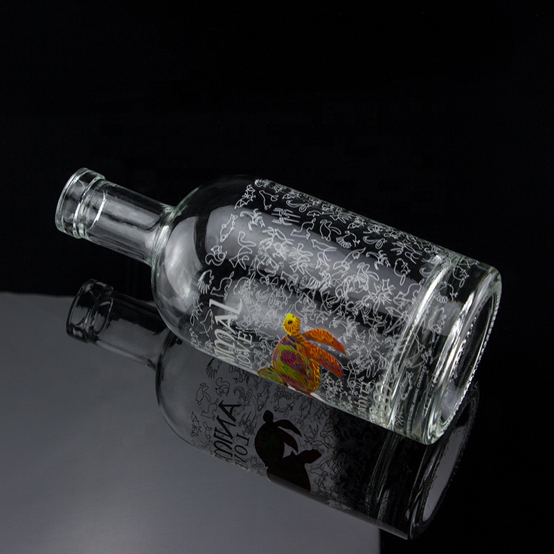 Flint Glass 2022 Design Clear Decal Glass Bottle for Gin Whisky Rum Tequila Brandy