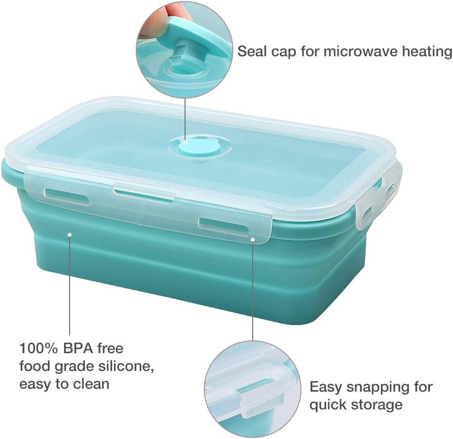 Silicone Lunch Box Snack Containers For Kids, Leak Proof Microwavable Small Lunch Box Containers With Lids For Toddlers