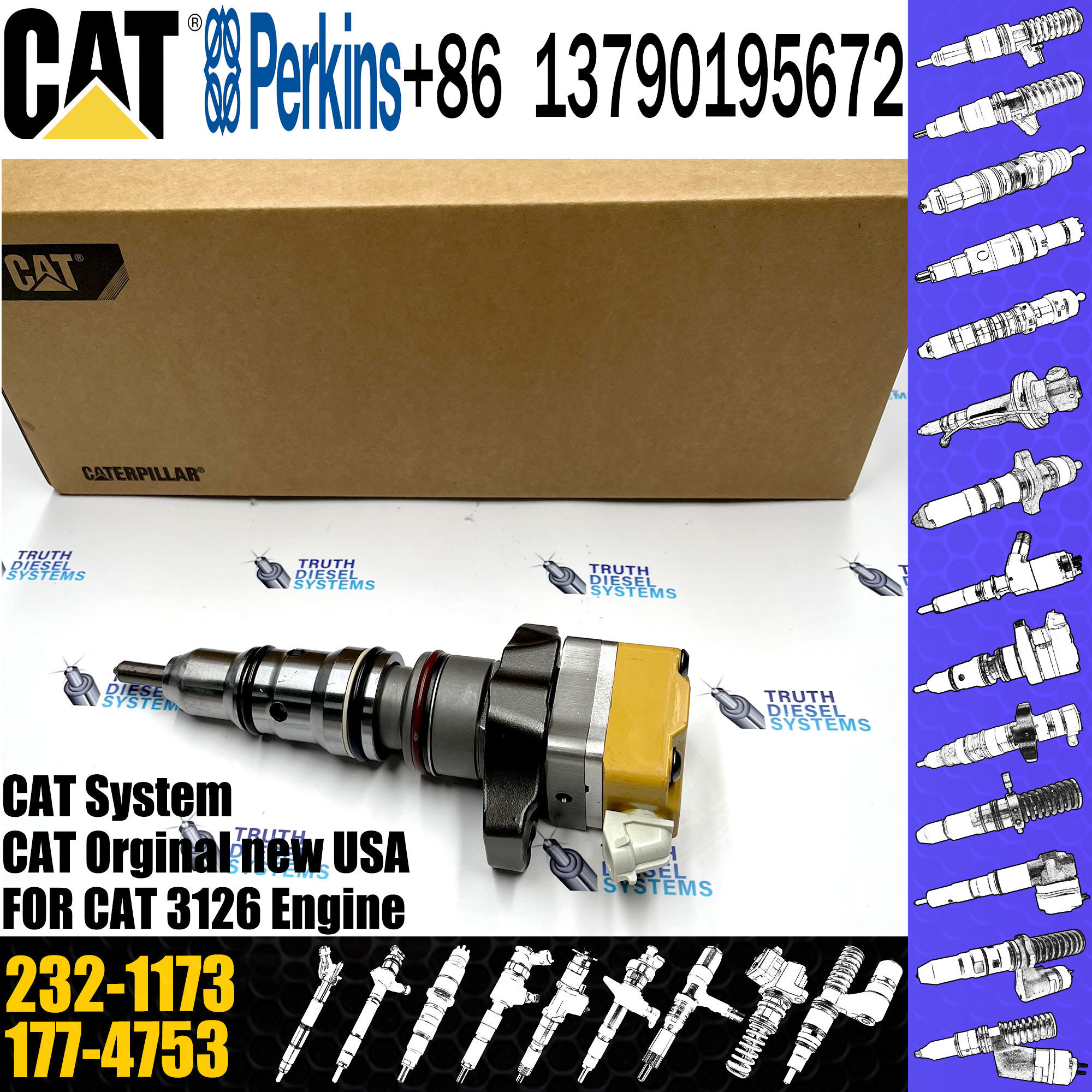 C-A-T common rail injector 232-1173 177-4753 179-6020 138-8756 1OR-0781 222-5963 for 3126 diesel engine assembly