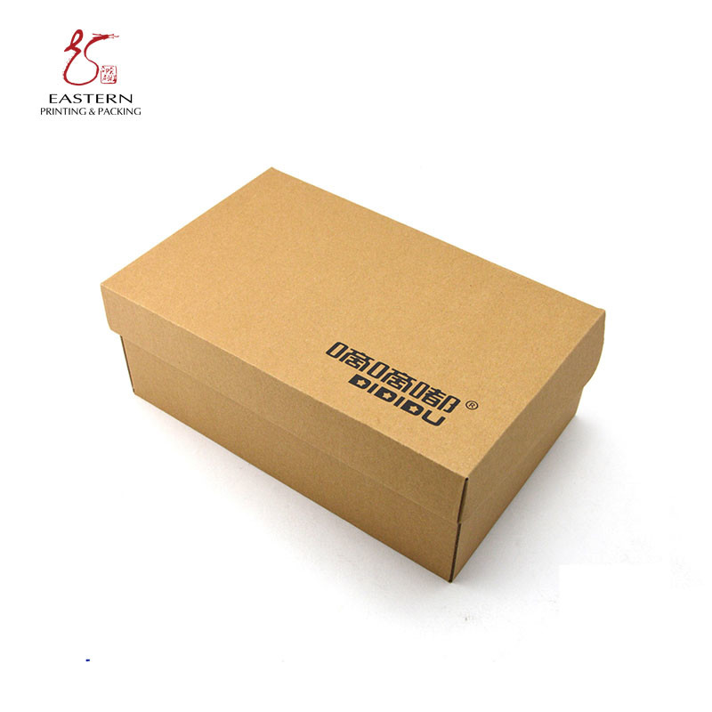 Logo Printed Kraft Paper Corrugated Shoe Box For Sports Shoes