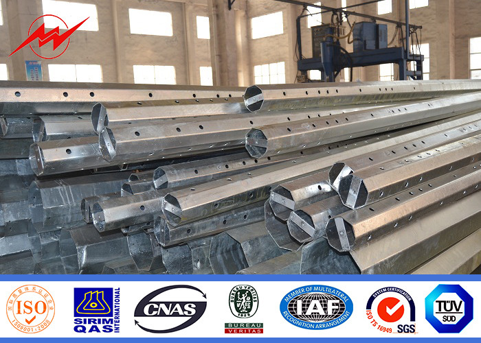 ASTM A36 5mm Steel Power Pole , Electric Light Pole Hot Dip Galvanization