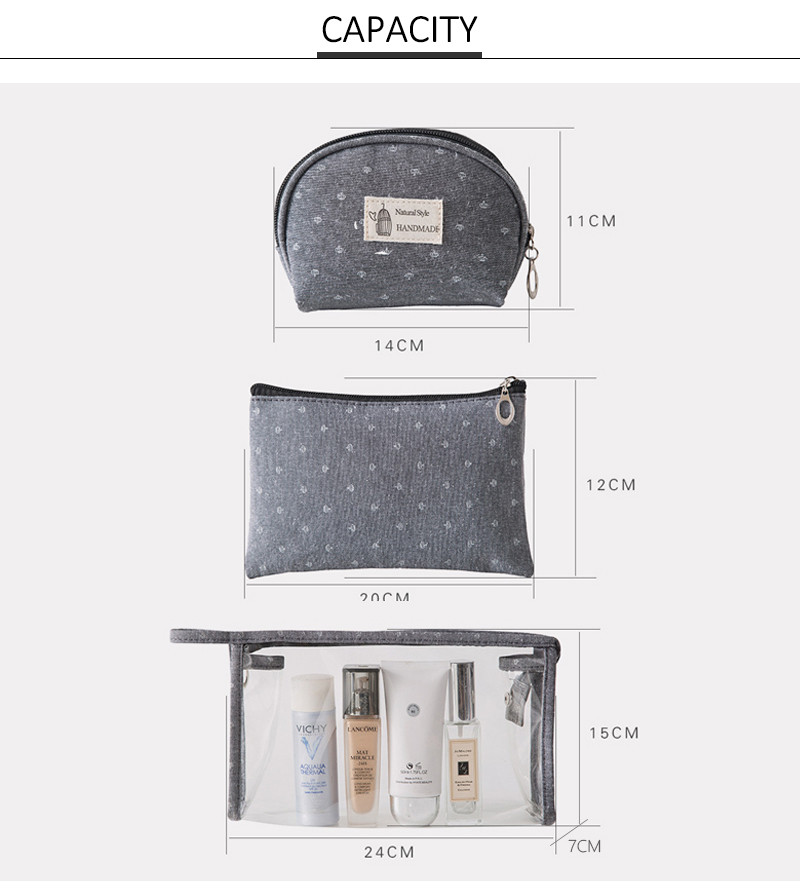 Wholesale Custom Print Logo Makeup Travel Toiletry Bags 3 Set