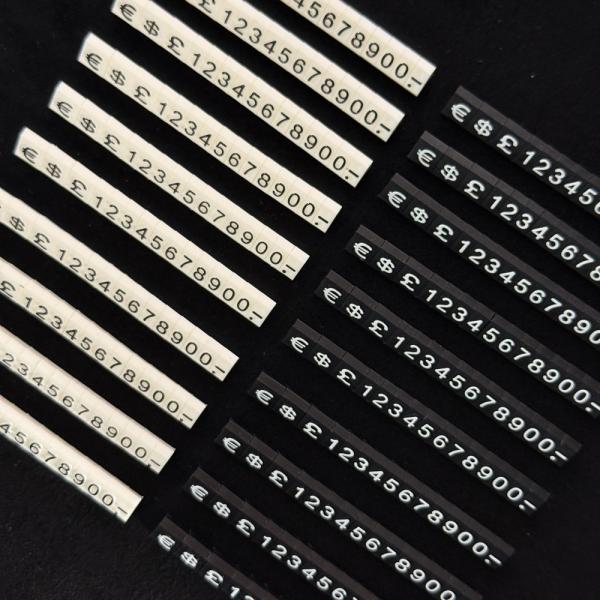 5 X 3 Mm Black White Mini Price Tag Cube with Currency Symbol for Jewellery