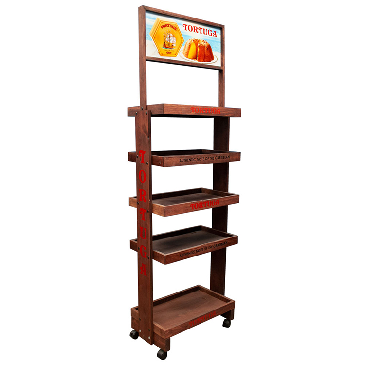 Flyer Chocolates Side Brander Wooden Tray Display Stand