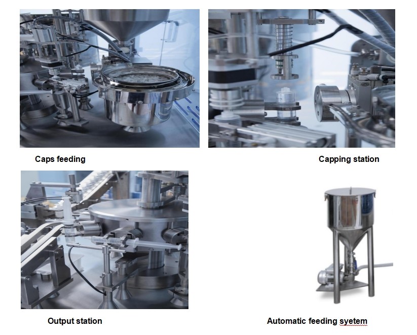 Automatic liquid Plugging Luer Lock Pre Filled Aseptic Plastic Syringe Filling Machine
