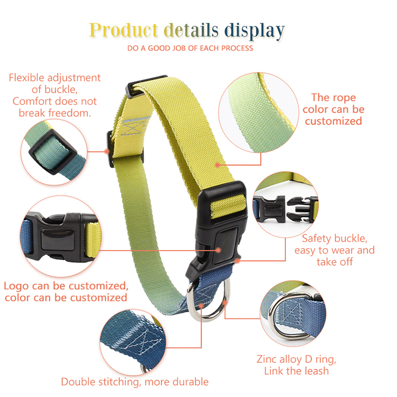 Dog Collar Luxury Gradient Adjustable Reversible Solid Custom Logo Designer Personalized