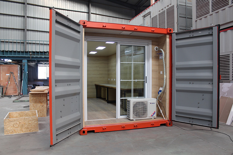 Luxury Prefabricated 20GP Tempered Glass Prefab Office Container