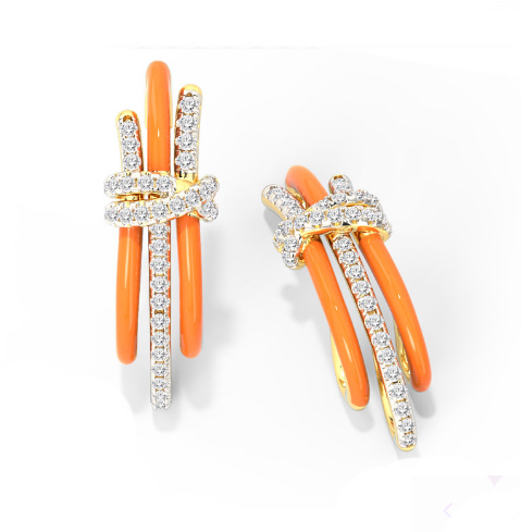 2024 Fashion Brazilian Enigma Silver Earrings with Orange Epoxy and White CZ Jewelry Accessorie