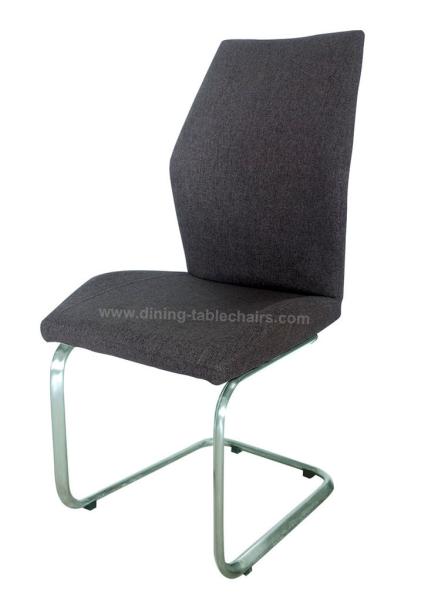 Leisure Stainless Dining Chair Polyester Fabric Brown Shell Brushed Stainless