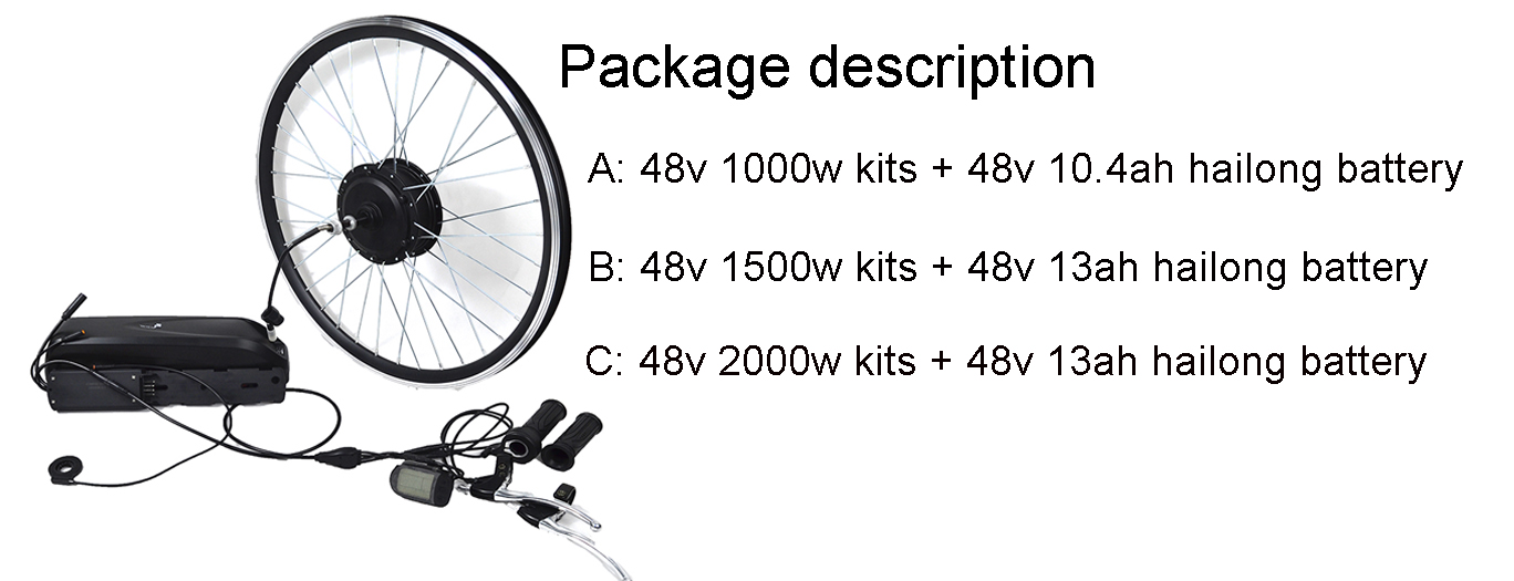 HOT SALE 48v 2000w electric bike conversion kit brushless motor speed 45km/h