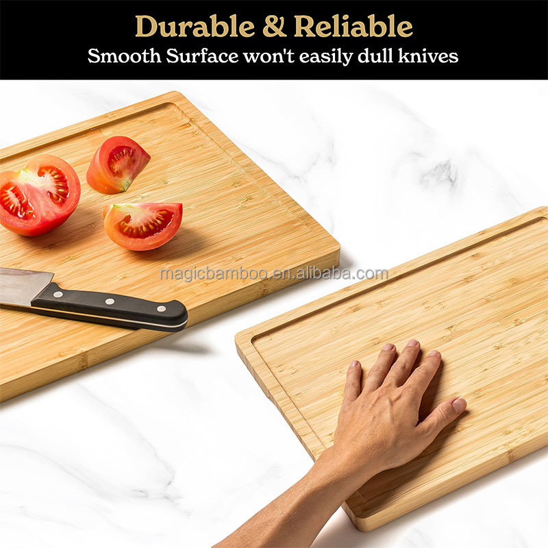 Large End Grain Bamboo Cutting Board with Juice Groove and Customized Logo