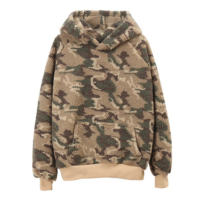 Cool Style Womens Pullover Hoodie / Blank Camo Sherpa Hoodie Any Size Available