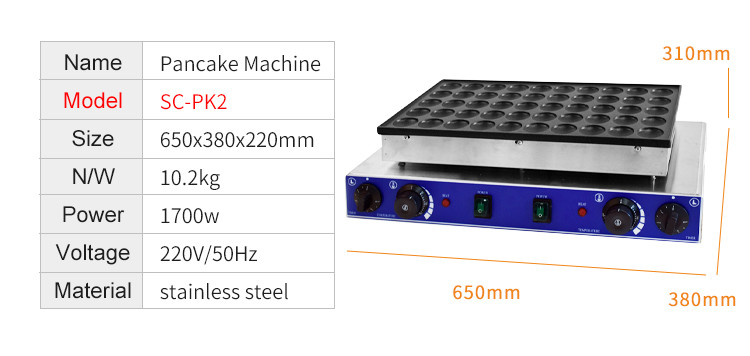 Mini Pancake Machine Dutch Mini Pancake Maker 25 Round-Shape Snack Machine Stainless Steel