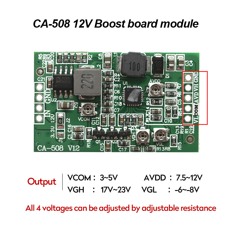 CA-508 LCD LED TCON Board VGL VGH VCOM.AVDD 4 12v Boost Converter Power Supply Module