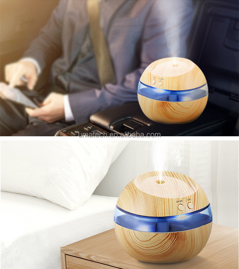 Portable Wood Grain Electric Aroma Diffuser 300ml for App-Controlled Humidity Control