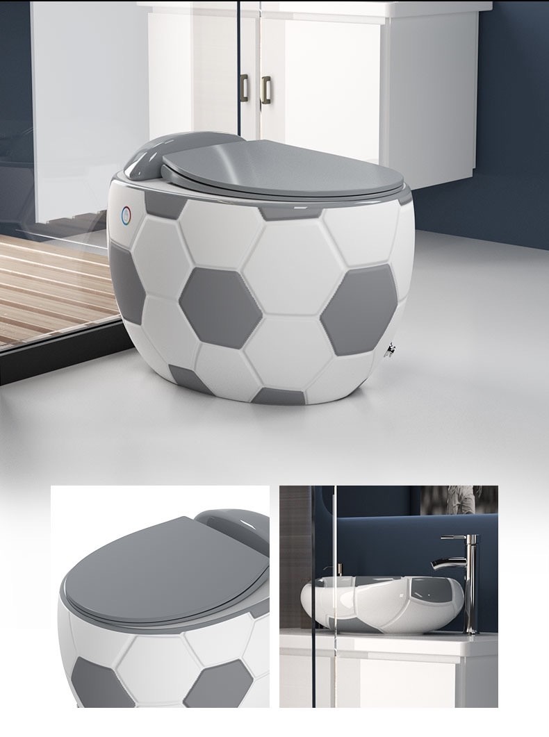 3D Football Look Siphonic One Piece Toilet Waterless Box Design
