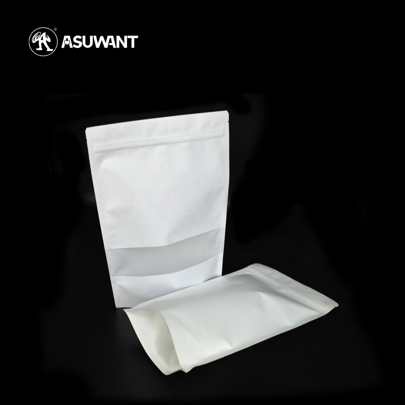 Custom Print Kraft Paper Zipper Bags Clear Matte Window With Thickened Bottom
