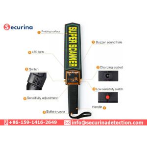 Handheld Security Metal Detector Wand 9V Battery Power Supply With LED Alarming