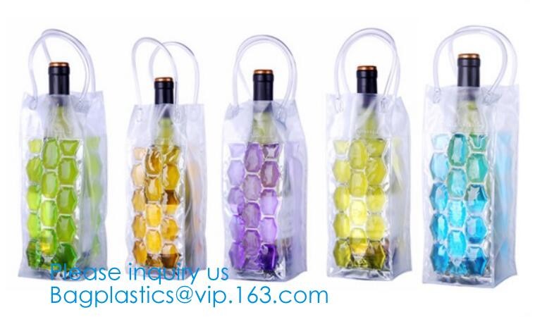 PVC Ice Bag, Wine Beer Gift Bags, Wine Bag, Drink Ice Bags, Portable Wine Bags Gel Ice Pack PVC Wine Cooler Bag With Han