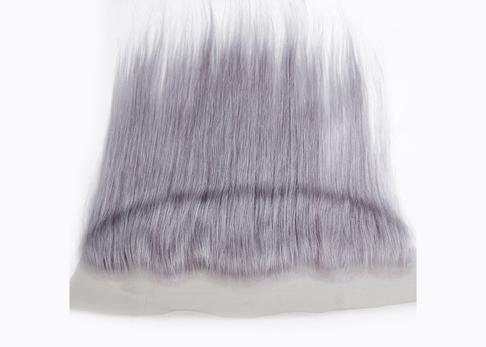 Purple Grey Human Hair Lace Frontal Straight Pre - Plucked Lace No Chemical