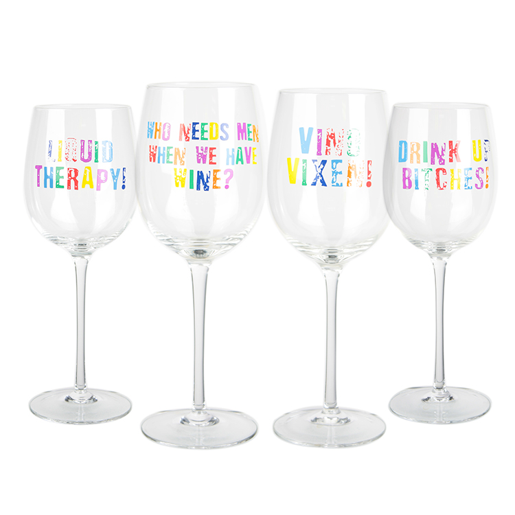 High Quality Personalized Glitter Tem Birthday Gift Red Wine Glass