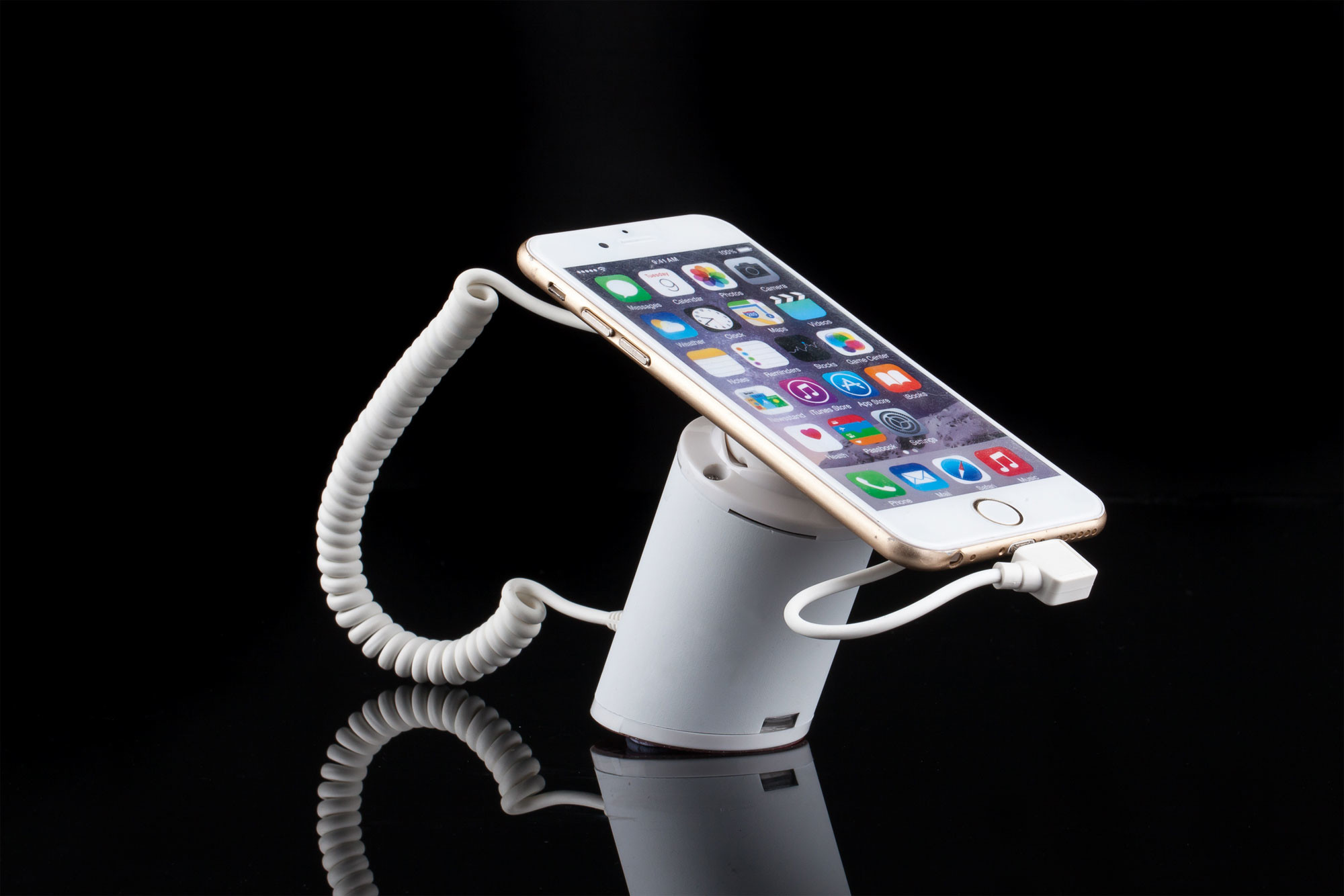 COMER retail store cell phone security display holder with alarm sensor cable locking for mobile phone accessories store